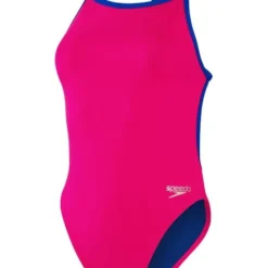 Speedo V-Back One Piece - Electric Pink/Chroma Blue