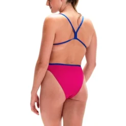 Speedo V-Back One Piece - Electric Pink/Chroma Blue -Swimmer Store 00317915502 4