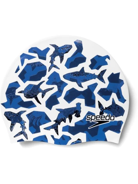 Speedo Junior Digital Printed Swim Cap - Chrome Blue/Ammonite 1 Speedo Junior Digital Printed Swim Cap - Chrome Blue/Ammonite