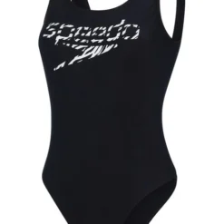 Speedo Logo Deep U-Back One Piece - Black