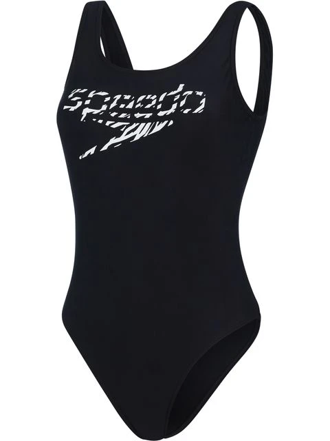 Speedo Logo Deep U-Back One Piece - Black 1 Speedo Logo Deep U-Back One Piece - Black