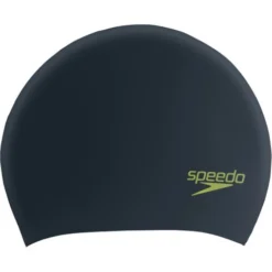 Speedo Junior Long Hair Swim Cap - Black/Acid Green