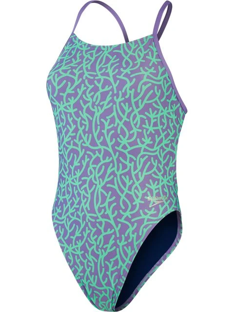 Speedo Tie Back One Piece - Miami Lilac/Fake Green 1 Speedo Tie Back One Piece - Miami Lilac/Fake Green