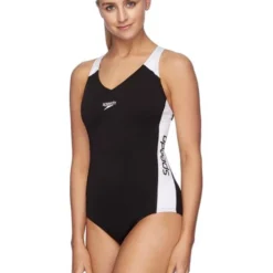 Speedo Splice One Piece - Black/White -Swimmer Store 133083503 2