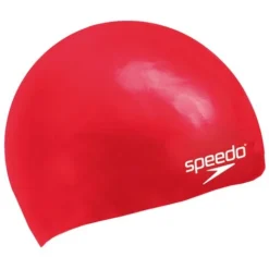 Speedo Junior Plain Moulded Swim Cap - Red