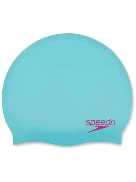Speedo Junior Plain Moulded Swim Cap - Tile/Magenta 1 Speedo Junior Plain Moulded Swim Cap - Tile/Magenta