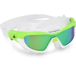 Aqua Sphere Vista Pro Titanium Mirror Goggles - Green & White -Swimmer Store aqua sphere vista pro titanium mirror goggles green white 187030