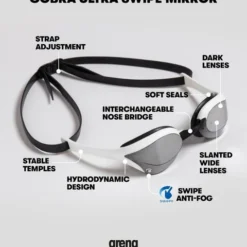 Arena Cobra Ultra Swipe Mirror Goggles - Silver & Pink -Swimmer Store arena cobra ultra swipe mirror goggles silver pink 002507 590 11