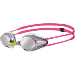 Arena Tracks Junior Mirrored Goggles - White & Fuchsia