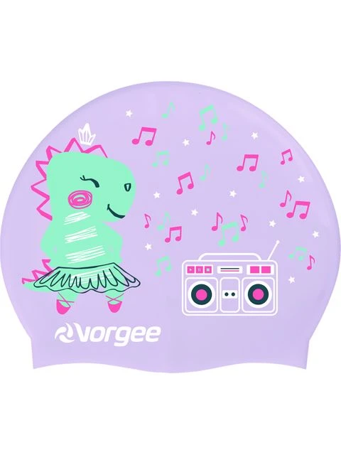 Vorgee Junior Character Swim Cap - Dancing Dino 1 Vorgee Junior Character Swim Cap - Dancing Dino