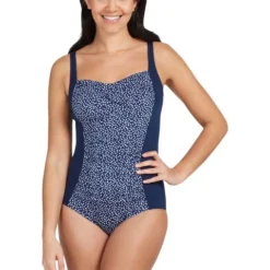 Zoggs Ruched Front One Piece - Martinique -Swimmer Store zoggs ruched front one piece martinique 462355 mtnq 1