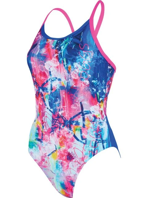 Zoggs Sprintback One Piece - Grafitti Rose 1 Zoggs Sprintback One Piece - Grafitti Rose